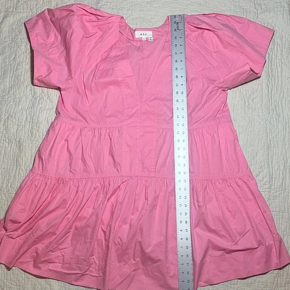 A.L.C. Camilla Pink Puff Sleeve Cotton Dress - Picture 6 of 8